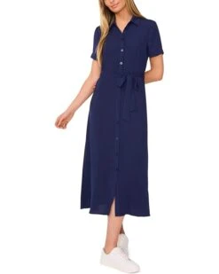 CeCe Short Sleeve Button Down Midi Dress | Dresses