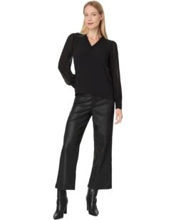 CeCe Long Sleeve V-Neck Top W/ Combo Sleeve & Neckline | Shirts & Tops -Sleekly Style 611u2qW7NML. AC SR736920
