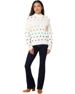 CeCe Mock Neck Rainbow Pompom Sweater | Sweaters -Sleekly Style 612kf 8oJ L. AC SR736920