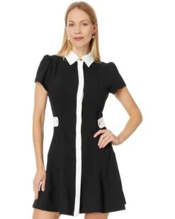 CeCe Collared Short Fit & Flare Dress W/ Waist Tabs | Dresses