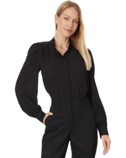 CeCe Long Sleeve Open Collar Blouse With Hidden Placket | Shirts & Tops -Sleekly Style 61P6QmyLGUL. AC SR736920