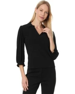 CeCe Long Sleeve V-Neck Blouse W/Smocking Cuff | Shirts & Tops