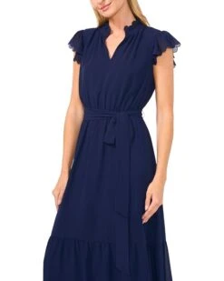 CeCe Double Ruffle Scalloped Sleeve Midi Dress | Dresses -Sleekly Style 61b44YmaNFL. AC SR736920