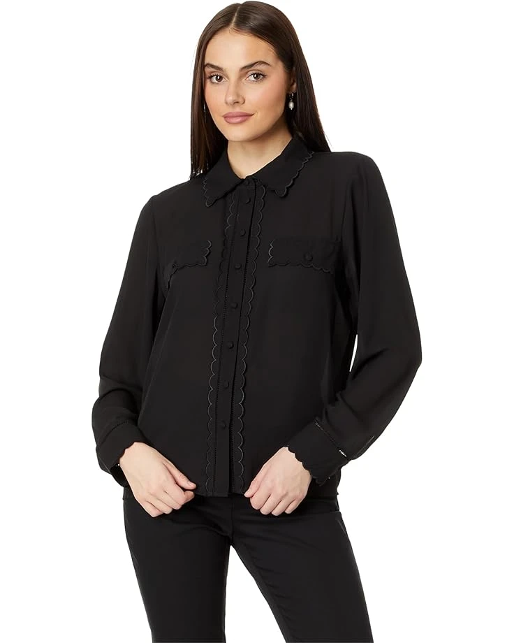 CeCe Long Sleeve Scalloped Button-Down Blouse | Shirts & Tops 3 CeCe Long Sleeve Scalloped Button-Down Blouse | Shirts & Tops