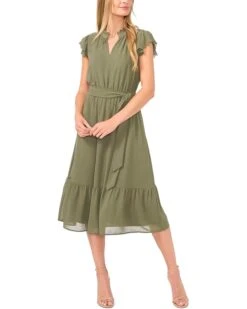 CeCe Double Ruffle Scalloped Sleeve Midi Dress | Dresses -Sleekly Style 61jxzsUHpLL. AC SR736920