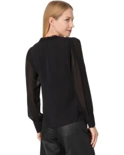 CeCe Long Sleeve V-Neck Top W/ Combo Sleeve & Neckline | Shirts & Tops -Sleekly Style 61oSZrKHvyL. AC SR736920