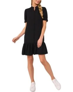 CeCe Open Collar Hidden Placket Dress W Flounce | Dresses