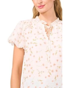 CeCe Bubble Sleeve Split Neck Blouse With Tie | Shirts & Tops -Sleekly Style 711XPU3JEnL. AC SR736920