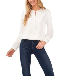 CeCe Long Sleeve Charmeuse Blouse w/ Neck Tie | Shirts & Tops