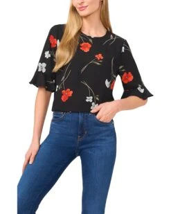 CeCe 3/4 Sleeve Ruffle Cuff Crew Neck Top | Shirts & Tops -Sleekly Style 712Xx2m8FDL. AC SR736920