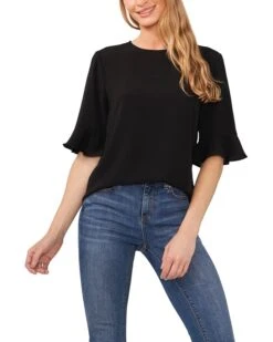 CeCe Ruffle Cuff Crew Neck Blouse | Shirts & Tops