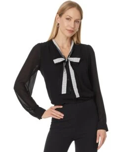 CeCe L/S Blouse W/ Bow Tie Collar 060 | Shirts & Tops