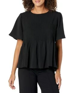 CeCe Pin Tuck Blouse with Flutter Sleeve | Shirts & Tops