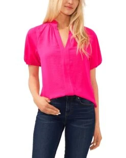 CeCe Ruffle Neck Raglan Split Seam Blouse | Shirts & Tops