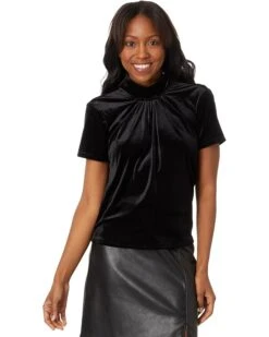 CeCe S/S Mock Neck A-Line Top W/ Back Combo Bow 060 | Shirts & Tops