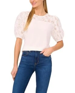 CeCe Knit Top W Combo Puff Sleeves | Shirts & Tops