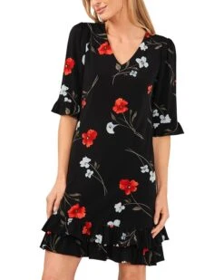 CeCe Floral V-Neck Knit Dress W/ Ruffle Hem | Dresses -Sleekly Style 71QTqnyqWlL. AC SR736920