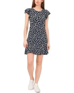 CeCe Crew Neck Double Ruffle Sleeve Dress | Dresses