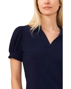 CeCe Short Sleeve Split-Neck Collared Top | Shirts & Tops -Sleekly Style 71hwOmV2xsL. AC SR736920