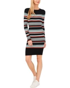 CeCe Striped Rib Long Sleeve Sweater Dress | Dresses