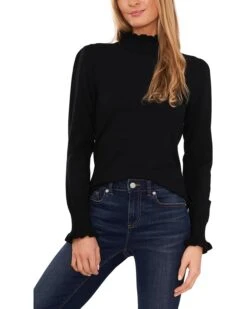CeCe Mock Neck Ruffle Cuff Sweater | Sweaters