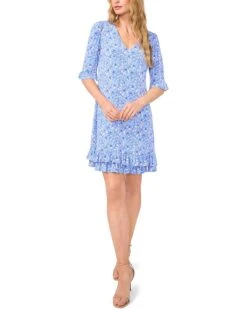 CeCe V-Neck Knit Dress With Ruffle Hem | Dresses