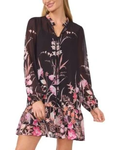 CeCe Long Sleeve Printed Dress With Tie Front | Dresses -Sleekly Style 818ewEHKmL. AC SR736920