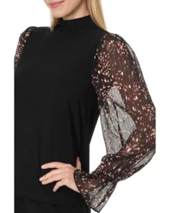 CeCe Mixed Media Mock Neck Knit Top | Shirts & Tops -Sleekly Style 81AGg2khvML. AC SR736920