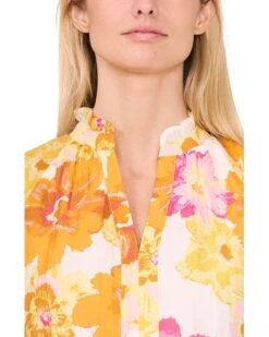 CeCe Printed Ruffle Neck Raglan Seam Split Neck Blouse | Shirts & Tops -Sleekly Style 81Fpo68kObL. AC SR736920