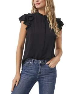 CeCe Short Sleeve Pin Tuck Ruffled Blouse | Shirts & Tops