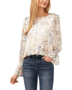 CeCe Long Sleeve Smocked Cuff Blouse | Shirts & Tops