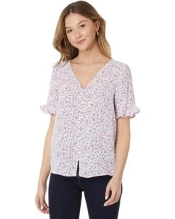 CeCe Floral Ruffled Sleeve Button-Up Blouse | Shirts & Tops