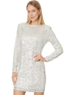 CeCe L/S Fitted Crew Neck Boxy Shoulder Dress 246 | Dresses