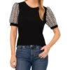 CeCe Puff Sleeve Mix Media Knit Top | Shirts & Tops -Sleekly Style 81jkyJudUqL. AC SR736920