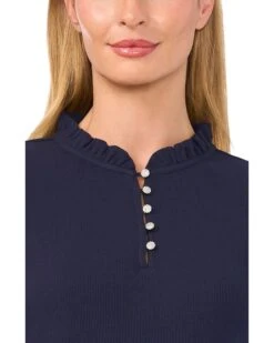 CeCe Long Sleeve Rib Knit Half Placket Top | Shirts & Tops -Sleekly Style 81k7pOs6JoL. AC SR736920