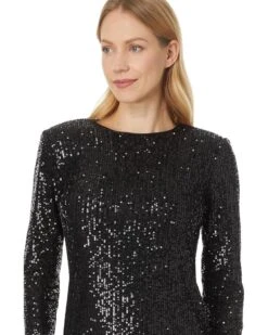 CeCe L/S Fitted Crew Neck Boxy Shoulder Dress 060 | Dresses -Sleekly Style 81py27K4txL. AC SR736920