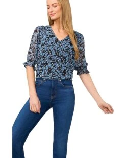 CeCe Elbow Sleeve Ruff V-Neck Blouse | Shirts & Tops