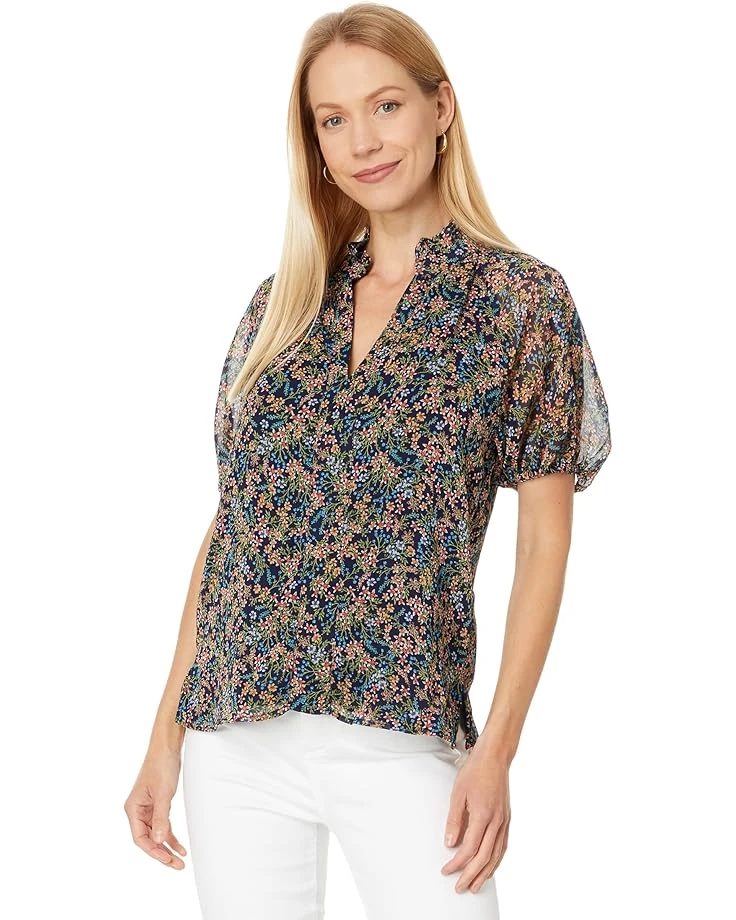 CeCe Printed Ruffle Neck Raglan Seam Split Neck Blouse | Shirts & Tops 3 CeCe Printed Ruffle Neck Raglan Seam Split Neck Blouse | Shirts & Tops