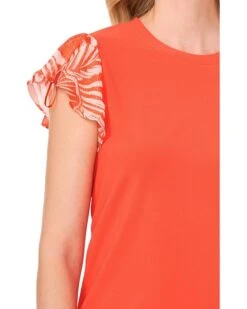 CeCe Mix Media Flutter Sleeve Knit Top | Shirts & Tops -Sleekly Style 81uxPZGrFhL. AC SR736920