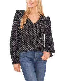 CeCe V-Neck Blouse with Ruffle Trim | Shirts & Tops