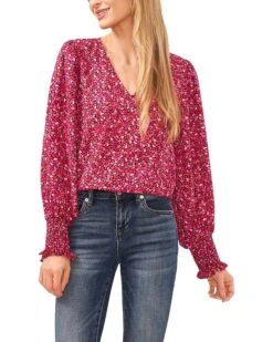 CeCe Heart Long Sleeve V-Neck Blouse | Shirts & Tops