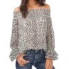 CeCe Off-the-Shoulder Leopard Cluster Smocked Blouse | Shirts & Tops -Sleekly Style 91kxTGwcAwL. AC SR736920